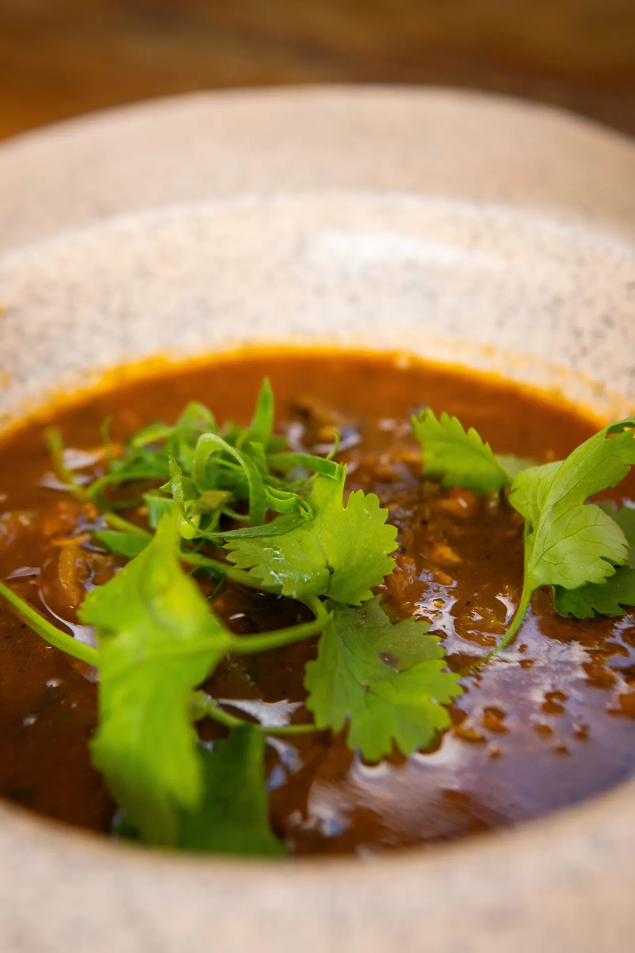 Caldo do chef com coentro