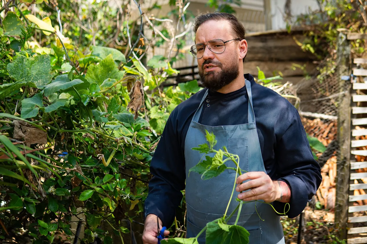 Chef Henrique na horta